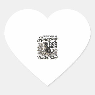 Amazing Dog Mum Vintage Floral Dog Lover Design_1 Heart Sticker