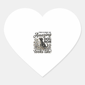 Amazing Dog Mum Vintage Floral Dog Lover Design_1 Heart Sticker