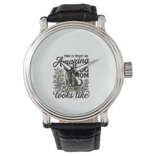 Amazing Dog Mum Vintage Floral Dog Lover Design_1 Watch