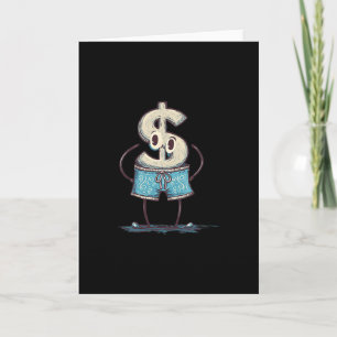 Amazing Dollar Sign In Vacation Shorts For Holiday Card