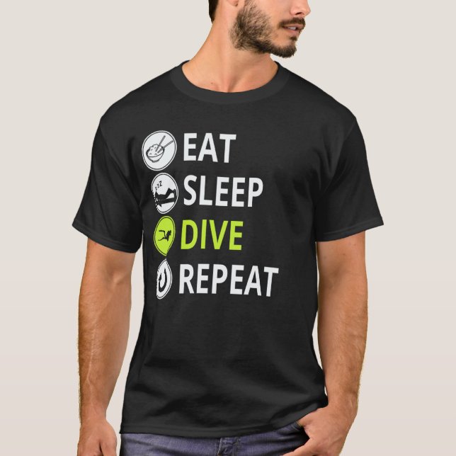 Amazing Eat Sleep Dive Repeat T-Shirt Funny Scuba  (Front)
