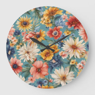 Amazing Elegant Gentle Summer Flowers Large Clock