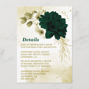 Amazing emerald green ivory gold flowers enclosure card