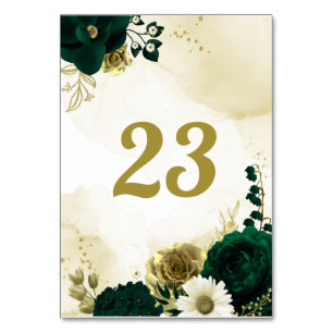 Amazing emerald green ivory gold flowers  table number