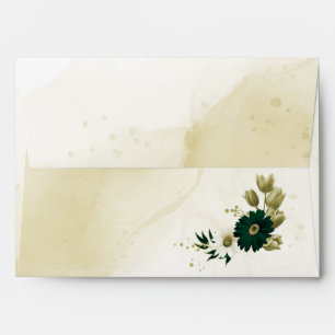 Amazing emerald green ivory gold flowers wedding  envelope