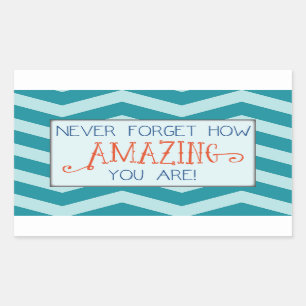 Amazing Encouragement with Teal Chevron Stripe Rectangular Sticker