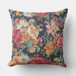 Amazing Exquisite Red Pink Yellow Blue Flowers Cushion