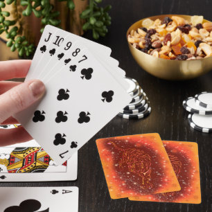 Amazing Fire Tiger Running At Galaxy Starry Night Playing Cards