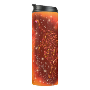 Amazing Fire Tiger Running At Galaxy Starry Night  Thermal Tumbler