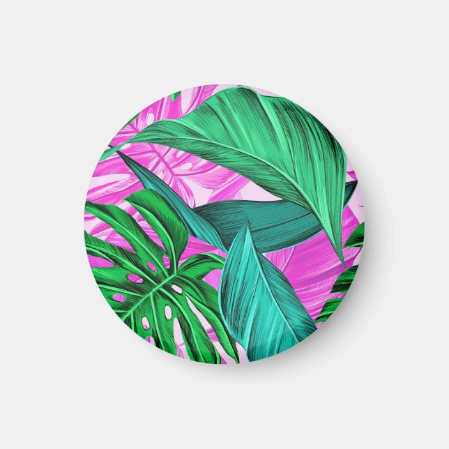 Amazing fluorescent tropical palm leaves   magnet (Front)
