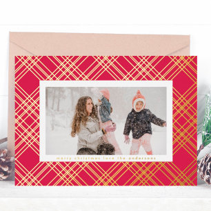 Amazing Gold Lines Christmas Gingham Photo Frame