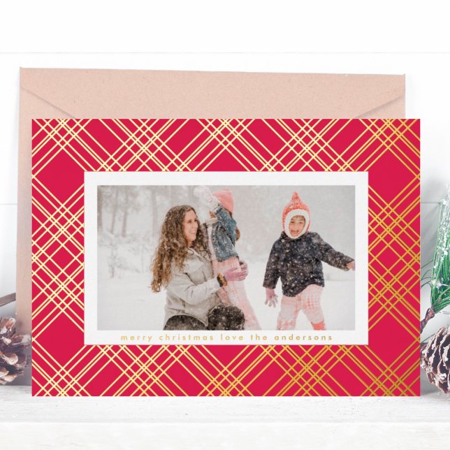 Amazing Gold Lines Christmas Gingham Photo Frame (Creator Uploaded)