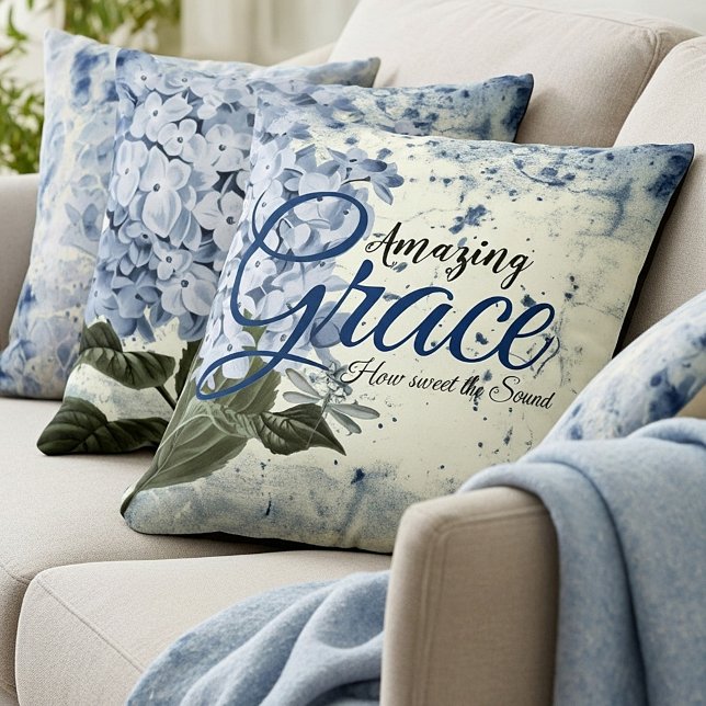 Amazing Grace blue hydrangea  Cushion (Creator Uploaded)