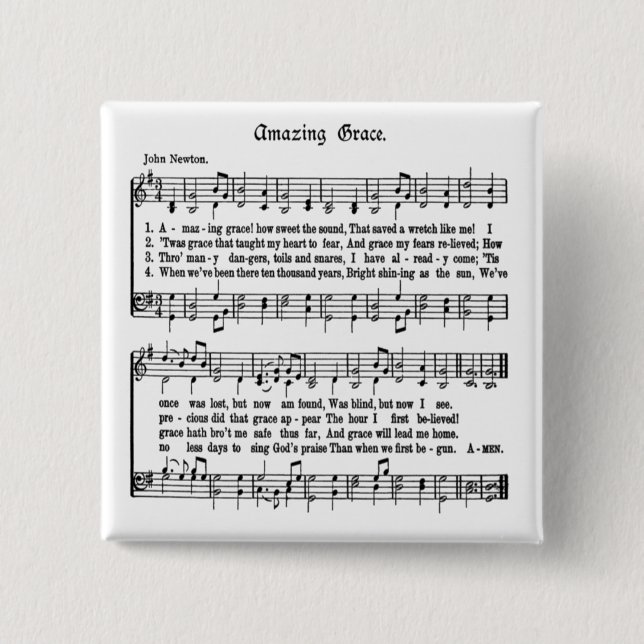 AMAZING GRACE-BUTTON 15 CM SQUARE BADGE (Front)