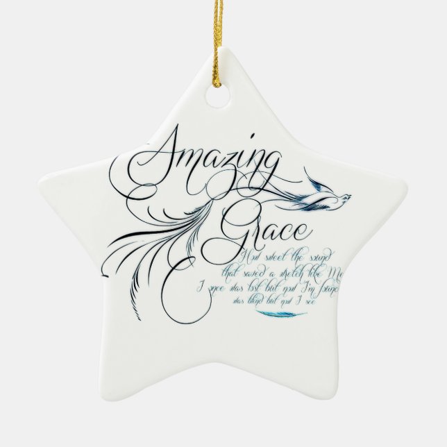Amazing Grace Ceramic Tree Decoration (Front)