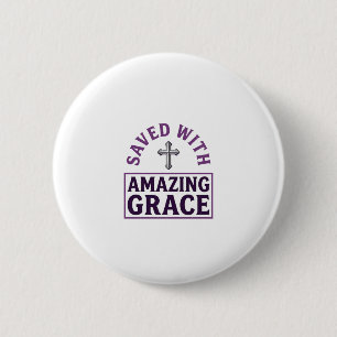 Amazing Grace Christian Cross Vintage 6 Cm Round Badge