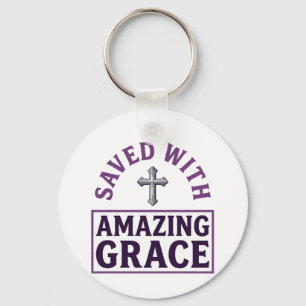 Amazing Grace Christian Cross Vintage Key Ring