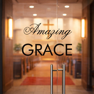 Amazing Grace Church Can change text Window Cling