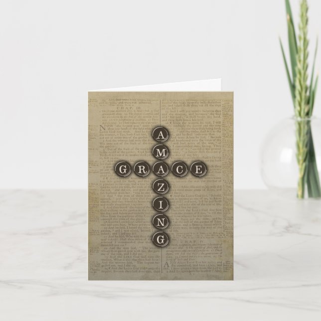 Amazing Grace Cross Sympathy With Verse Card (Front)
