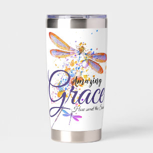 Amazing Grace Dragonfly splatter personalised Insulated Tumbler