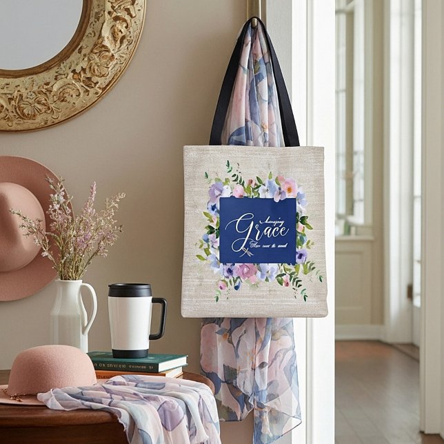 Amazing grace floral   tote bag (Creator Uploaded)