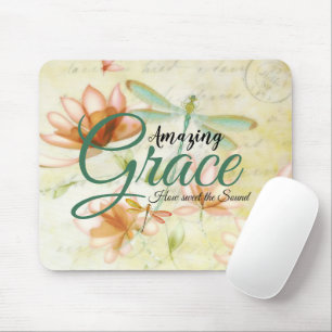 Amazing Grace Flowers and dragonfly Mouse Pad