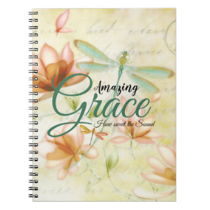 Amazing Grace Flowers and dragonfly   Notebook