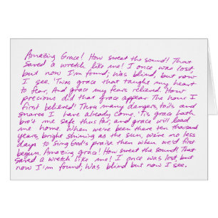 Amazing Grace handwritten lyrics