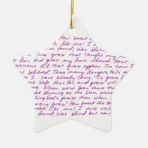 Amazing Grace handwritten lyrics Ceramic Tree Decoration
