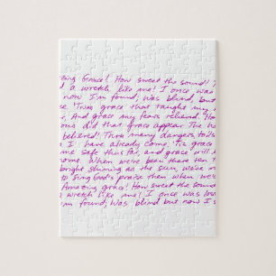 Amazing Grace handwritten lyrics Jigsaw Puzzle