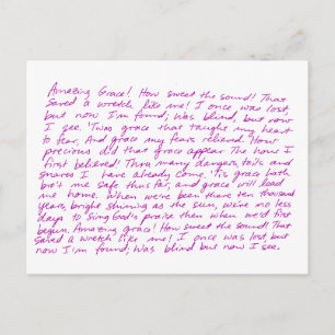 Amazing Grace handwritten lyrics Postcard