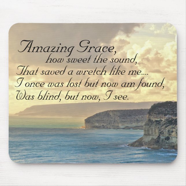 Amazing Grace Hymn Ocean Sunset Mousepad (Front)