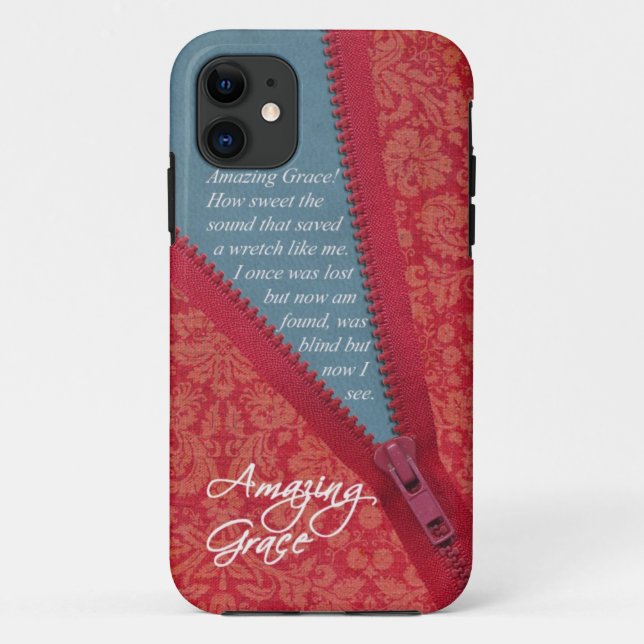 Amazing Grace Hymn - Red Floral Zipper Pull Design Case-Mate iPhone Case (Back)