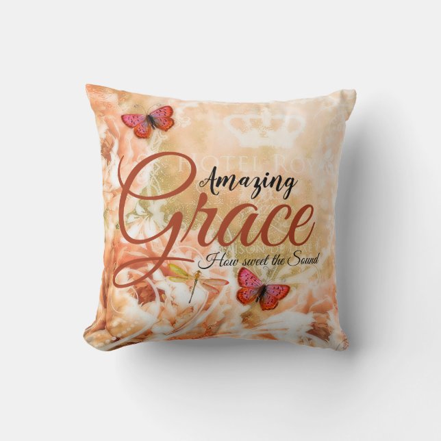 Amazing Grace Soft peach floral  Cushion (Front)