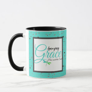 Amazing Grace  teal and black Mug