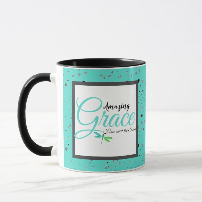 Amazing Grace  teal and black Mug (Left)
