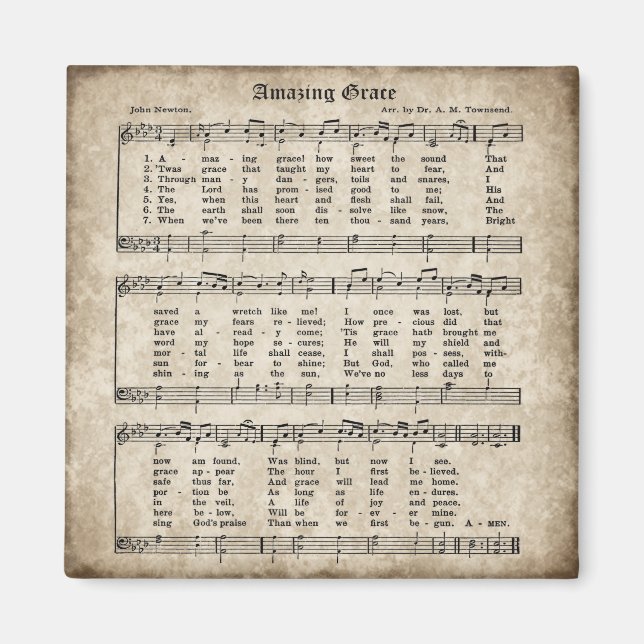 Amazing Grace Vintage Style Hymn Magnet (Front)