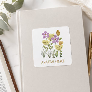 Amazing Grace Wildflowers Square Sticker