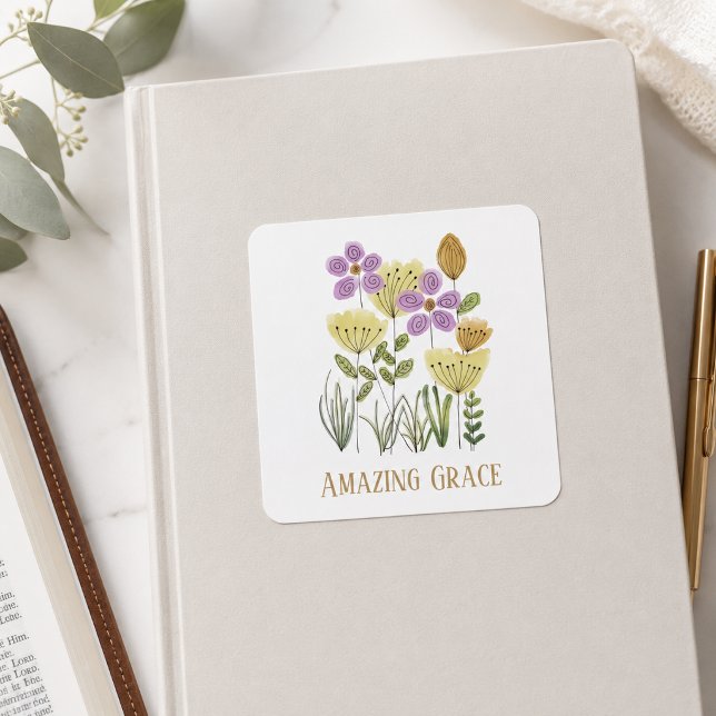 Amazing Grace Wildflowers Square Sticker (Creator Uploaded)
