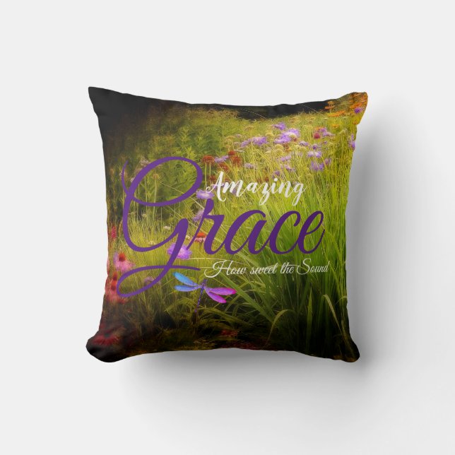 Amazing Grace wildflowers throw pillow (Front)