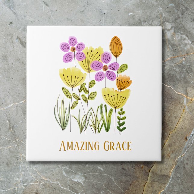 Amazing Grace Wildflowers Tile (Amazing Grace Wildflowers Ceramic Tile)