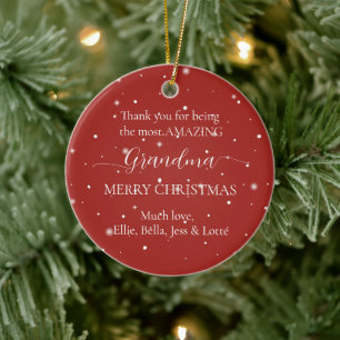 Amazing Grandma Christmas Photo Grandchildren  Ceramic Tree Decoration