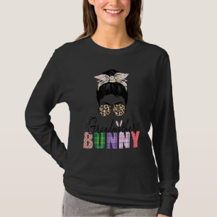 Amazing Grandmother Bunny Messy Bun Leopard Easter T-Shirt