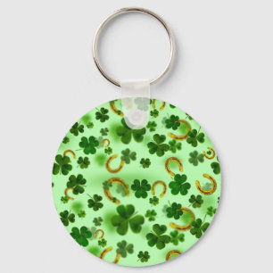 Amazing Green Clover, Horseshoe, Good Lock Key Ring