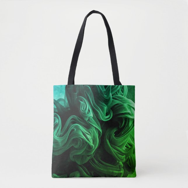 Amazing Green + Dark Green Swirls on This Reusable Tote Bag (Front)