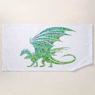 Amazing Green Dragon Mosaic Beach Towel
