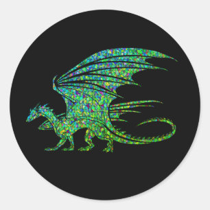 Amazing Green Dragon Mosaic Classic Round Sticker