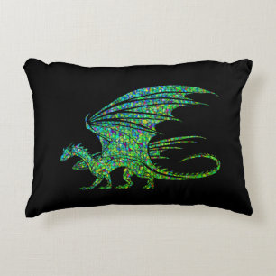 Amazing Green Dragon Mosaic  Decorative Cushion