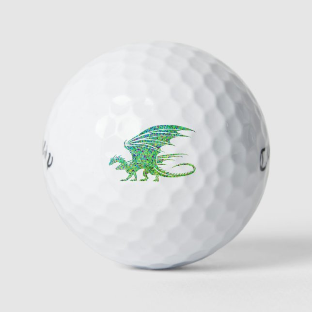 Amazing Green Dragon Mosaic  Golf Balls (Front)