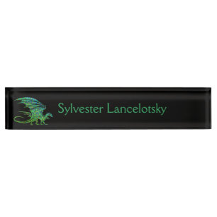 Amazing Green Dragon Mosaic Nameplate